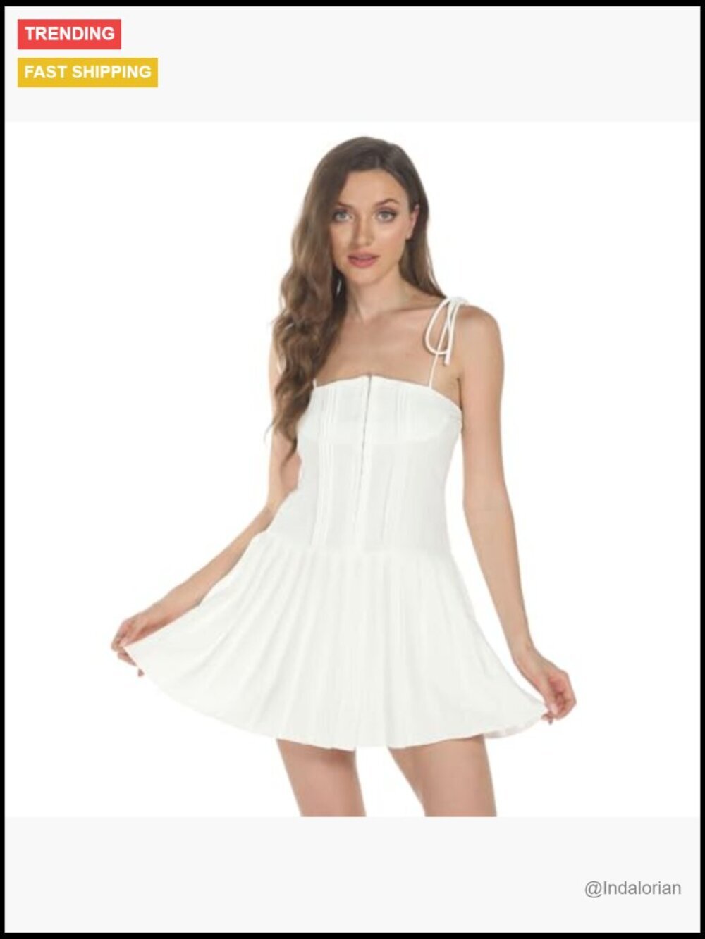 Backless Strappy Halter Dress, Lightweight Fabric, Adjustable Spaghetti Straps - Picture 5 of 7